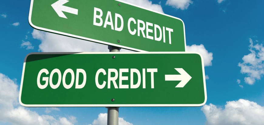 Photo of Street Signs that say Bad Credit to the Left, and Good Credit to the Right
